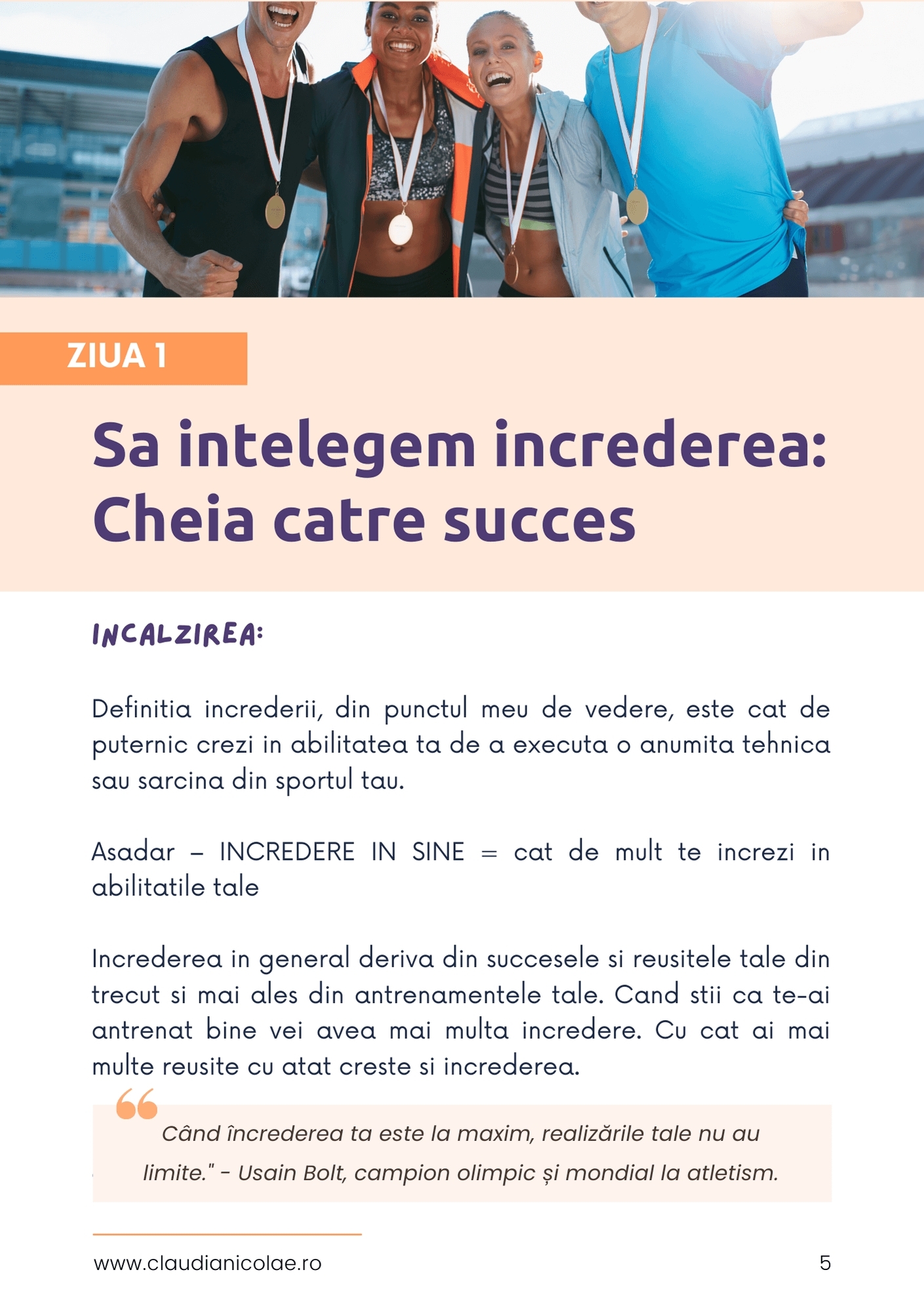 Pagină din Manualul Sportivului